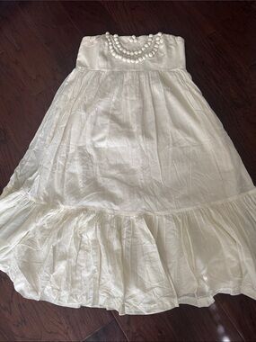 GAP Strapless Cream Sundress with Decorative Bead Detail